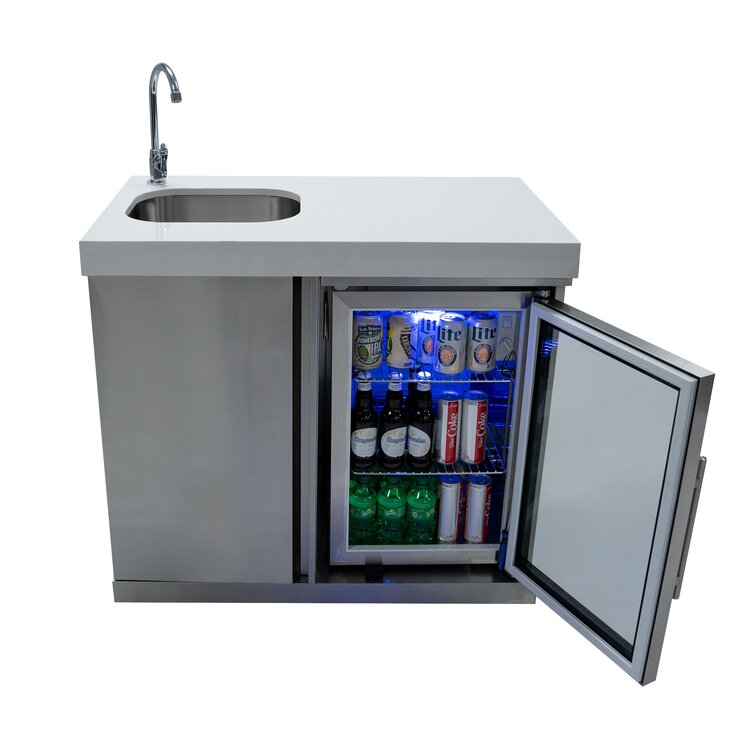 outdoor bar with sink and refrigerator