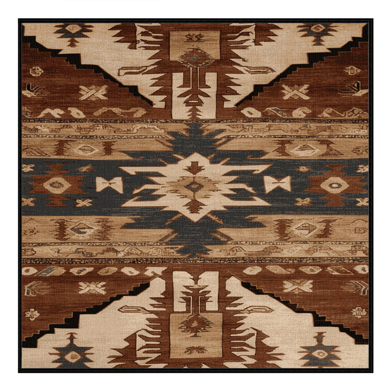 Machine Washable Turkish Brown Area Rug, Square 6'