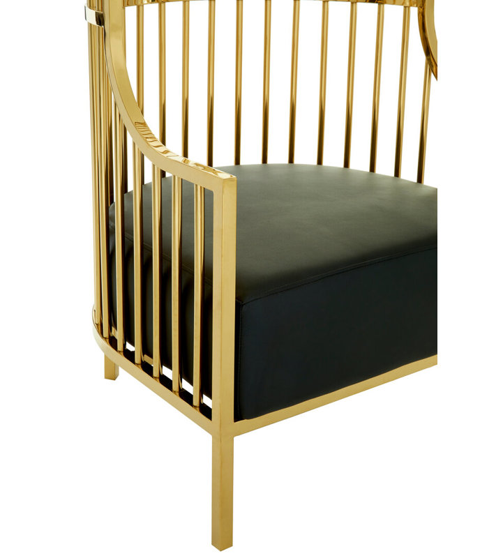 Leather Club Chair, Gold, Green Genuine Leather/Gold