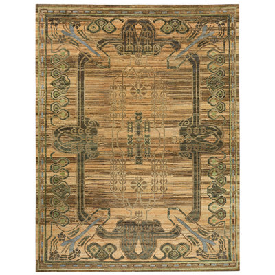 Orange Alchemy Traditional Silk Wool Blend Rug - 7'11" x 10'9"