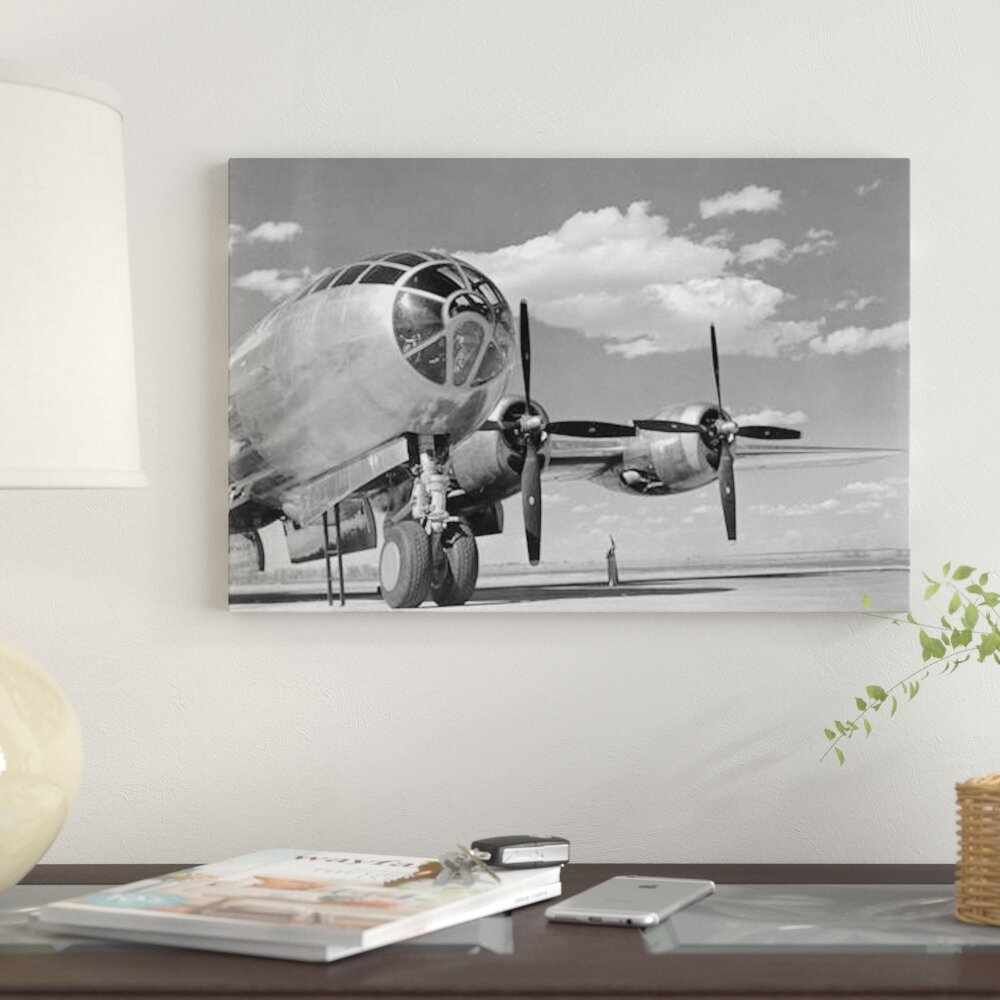 Vintage Images Canvas Wall Decor Prints - 1950s Four US Air Force F-84 Thunderjet Fighter Bomber Airplanes in Flight Formation ( Military > Air Force