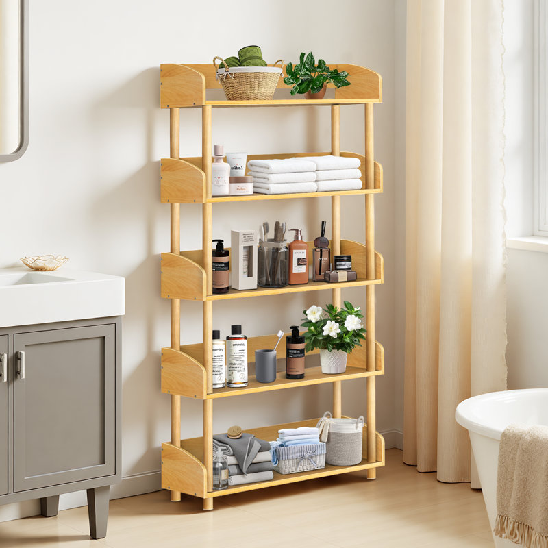 Bibliothèque 57,09 "avec support à 5 niveaux pour salon, Jaune, (5 tablettes) H 57,09 po x l 31,26 po x P 9,5 po