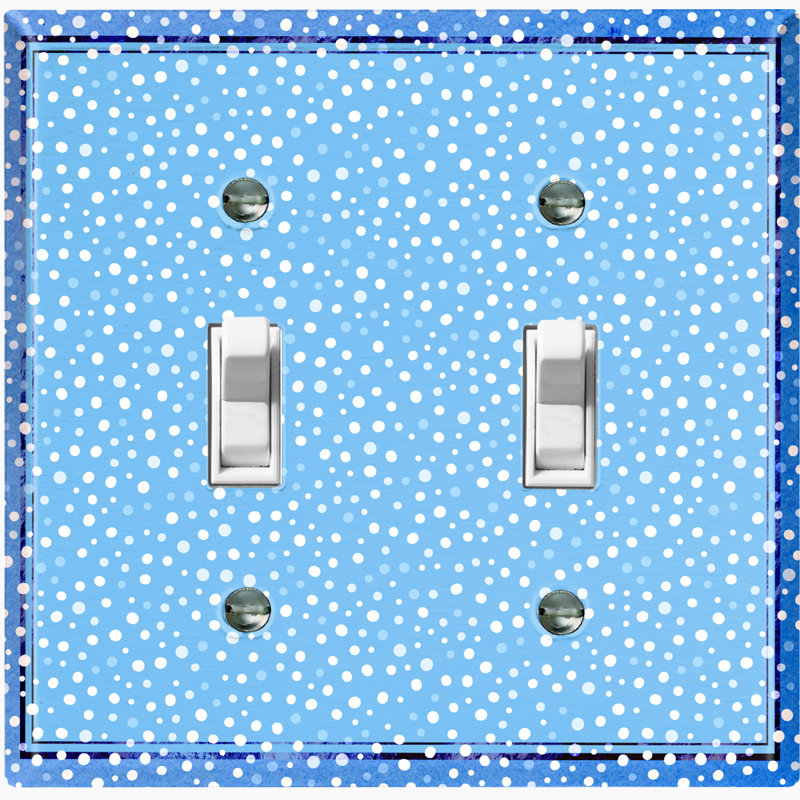 Christmas Ice Snow Teal Blue 2 - Gang Toggle Light Switch Standard Wall Plate