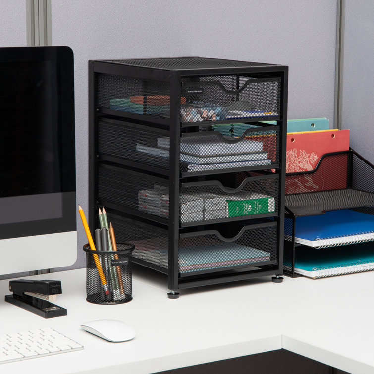 Mind Reader File Storage Drawers Multi-Purpose Desk Organizer, 21-1/4H x  14W x 10-3/4D, Silver