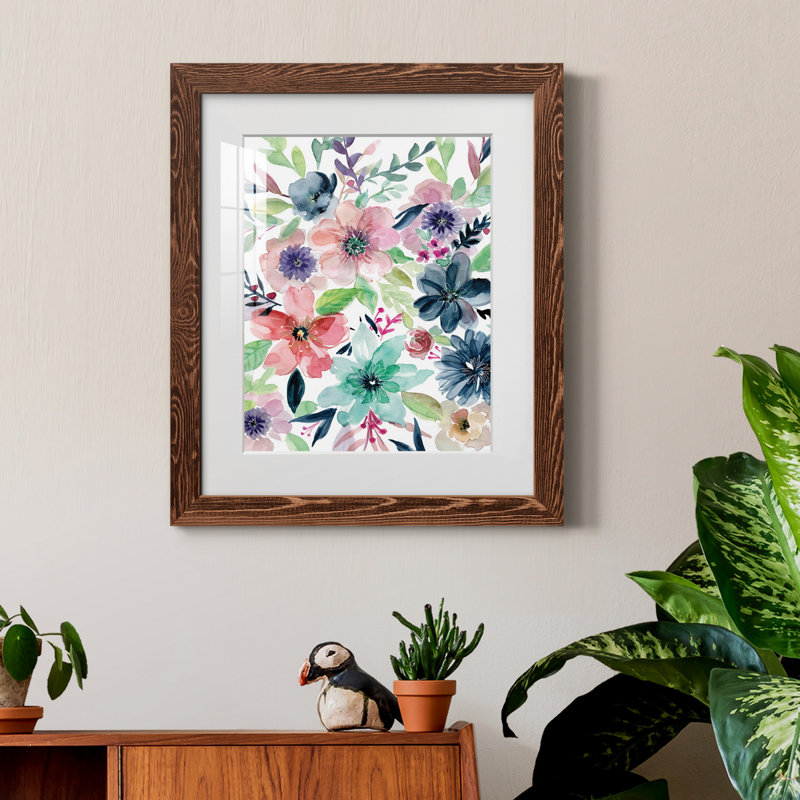 Cool and Serene - Peinture, Papier avec cadre érable, H 37,5 po x l 27,5 po x P 1,5 po