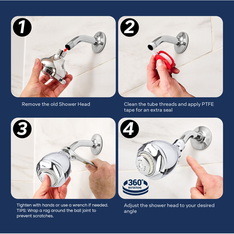 Pomme de douche 3 fonctions à tête de douche chromée 3 fonctions 2,75 po