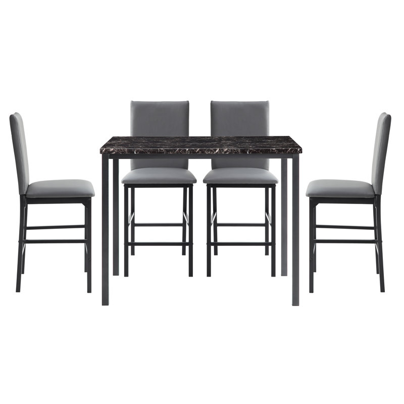 Adinda 5-piece Counter Height Dining Set, Gray/Black