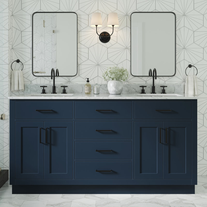 67 in. Double Vanity, Rectangular, Midnight Blue, 67"