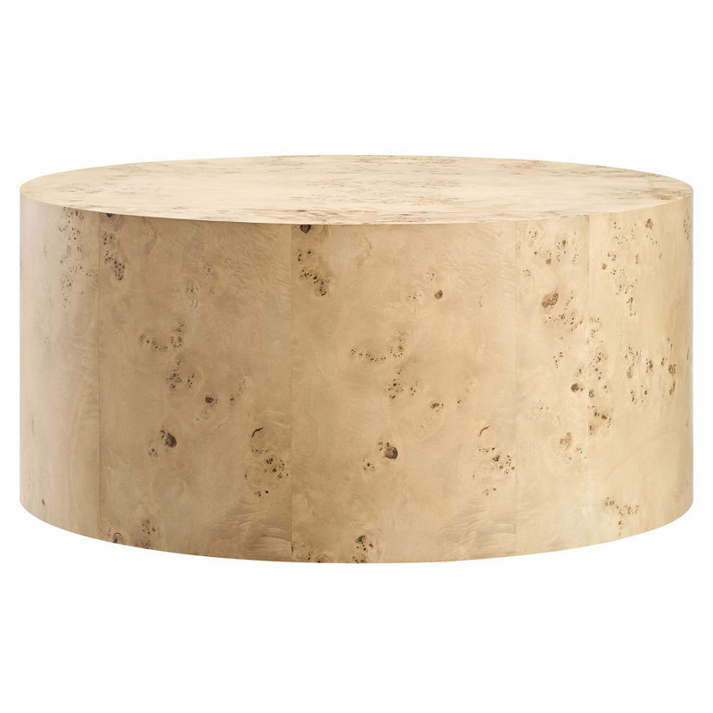 Modway Cosmos 35" Round Burl Wood Coffee Table, Natural Burl