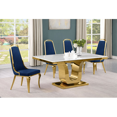 Kiaria Marble Top Pedestal Dining Set