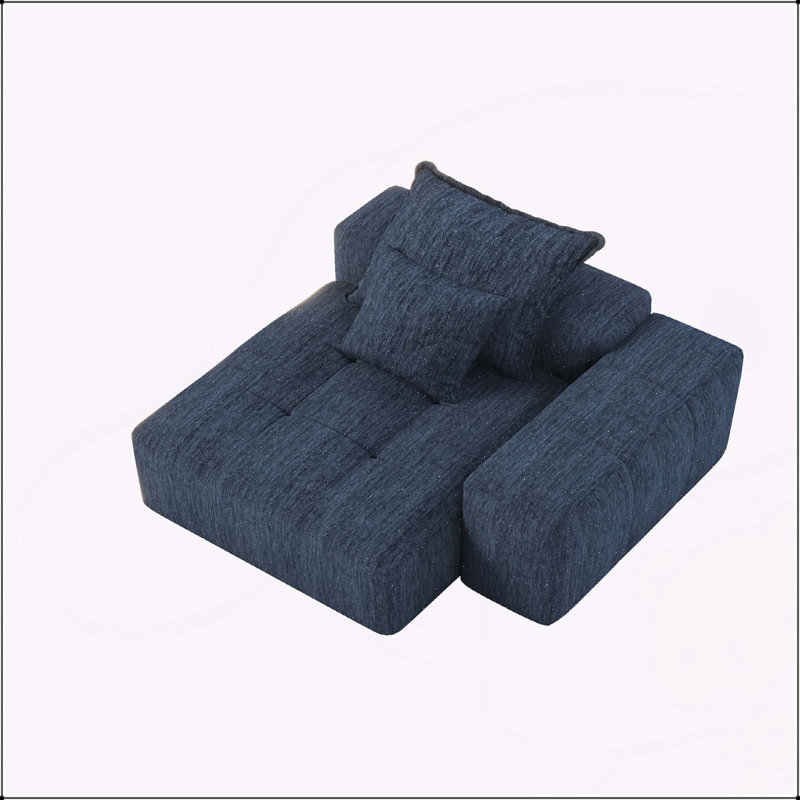 Canapé modulaire surdimensionné surdimensionné, canapé moelleux en tissu de chenille étincelant avec 2 coussins, canapé capitonné bricolage, aucun assemblage requis