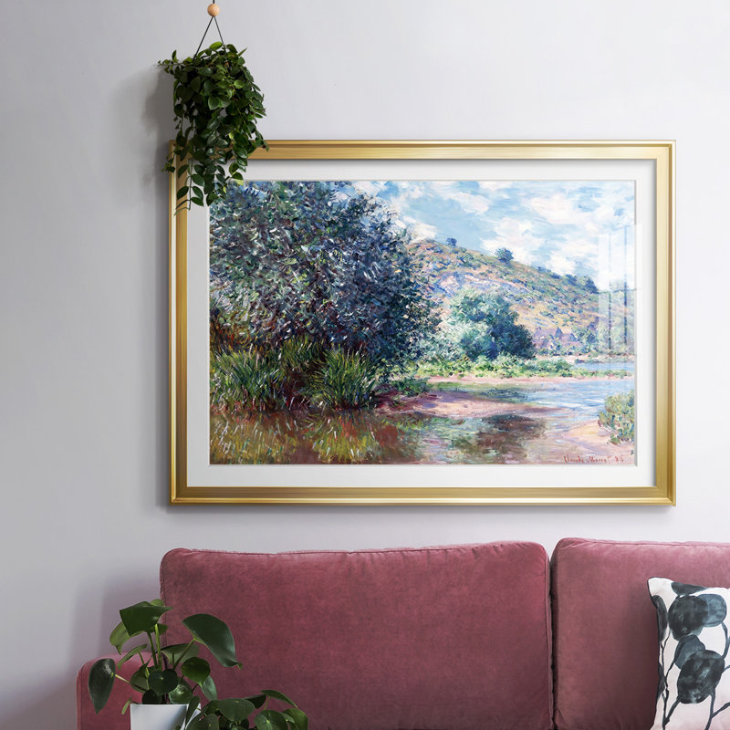 Paysage au port, impression sur papier, H 15 po x l 21 po x P 1,5 po, Or