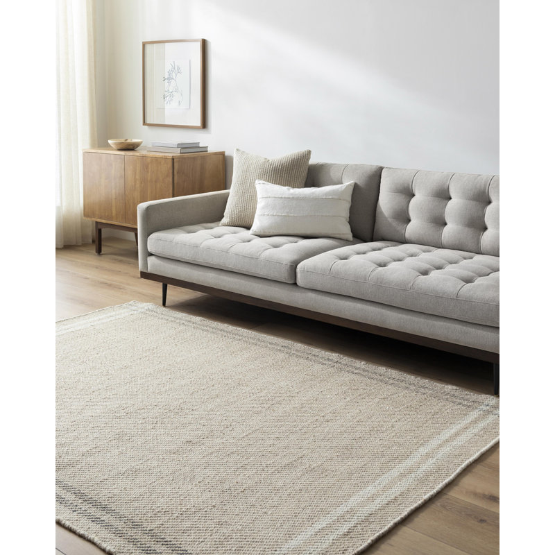 Lavande Wool Area Rug in Ivory/Black/Beige, Rectangle 8' x 10'