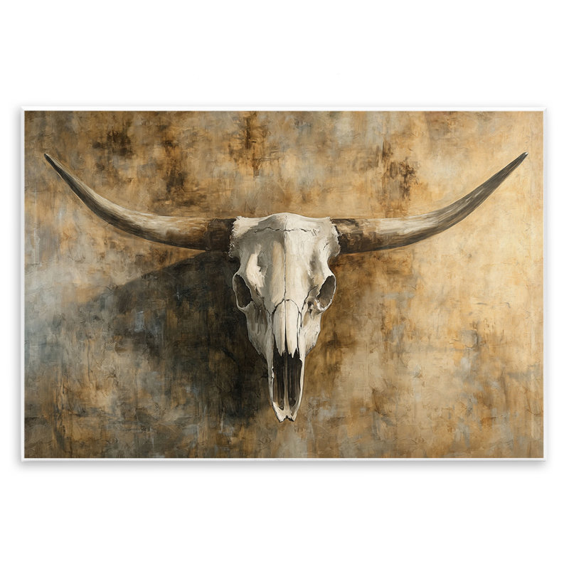 Plaque murale rétro crâne de vache rétro, design par Nina Blue, H 13 po x l 19 po