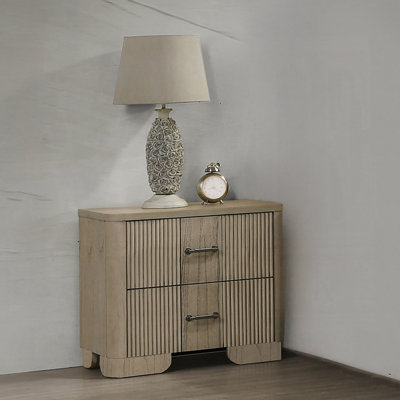 Wooden Nightstand With 2 Storage Drawers For Bedroom
