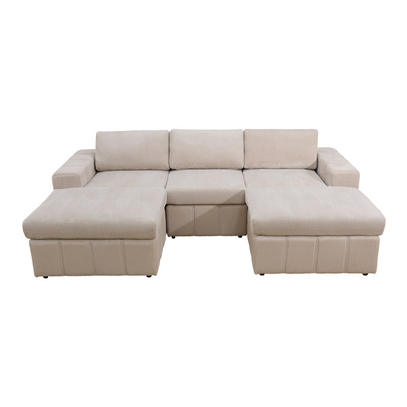Canapé modulaire réversible en tissu de qualité supérieure avec repose-pieds de 104 po de largeur 104 po