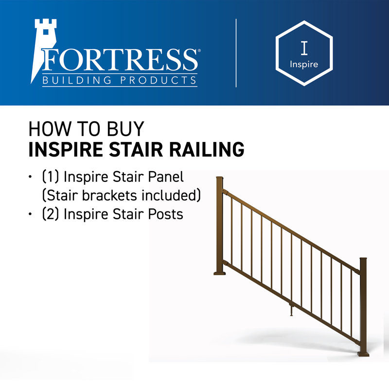 Inspire Railing 51-in H x 2.5-in W Aluminum Post with Brackets, Brown