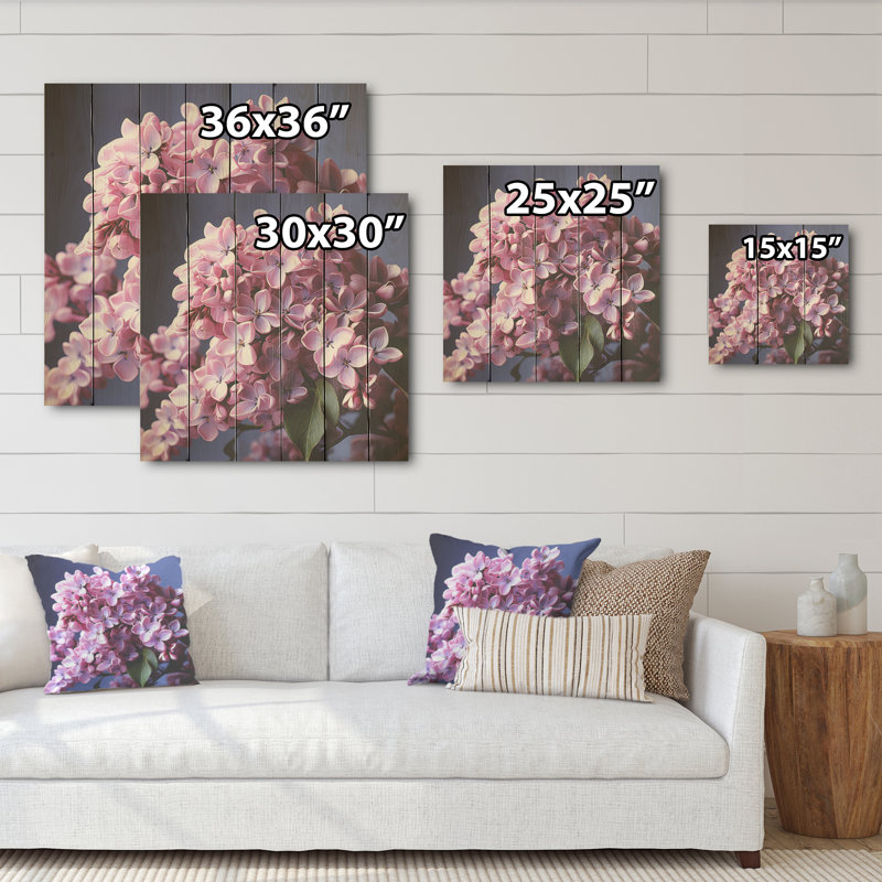 Lilas, minimalisme, rêve I - lilas, art mural sur bois de pin naturel, H 15 po x l 15 po