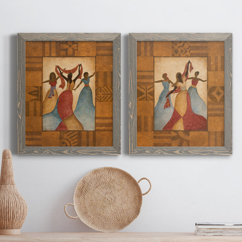 Rythme - ensemble de 2 reproductions d'art sur toile encadrées, H 20 po x l 34 po x P 1,5 po, Encadré gris