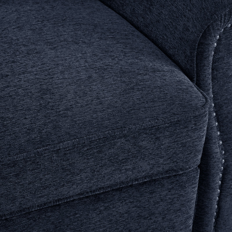 Fauteuil inclinable poussoir, chaises d'appoint rembourrées en chenille, canapé inclinable réglable, Chenille bleu