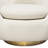 Celine Swivel Accent Chair In Light Cream Velvet W/ Brushed Gold Accent Band