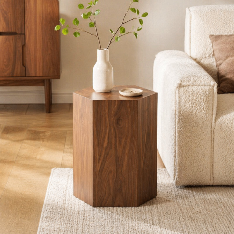 Table basse en MDF imitant le grain du bois imitation de bois, table d'appoint irrégulière, ensemble pour petit salon, noyer, entièrement assemblé