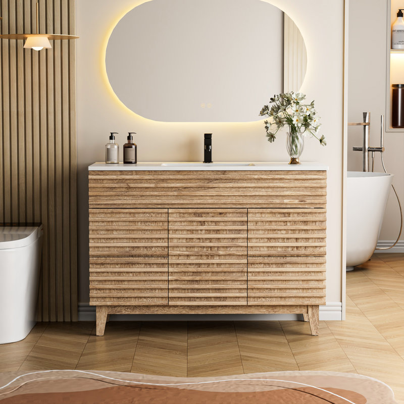 Ensemble de vanité Marilyse 48 po à lavabo simple en bois avec comptoir en résine, robinet, assemblage requis, 48"