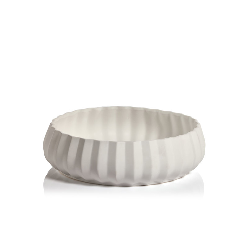 Bol en céramique blanche Almina, H 5 po x l 16 po x P 16 po