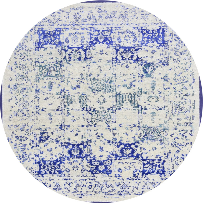Tapis oriental beige / bleu, Rond 4 pi