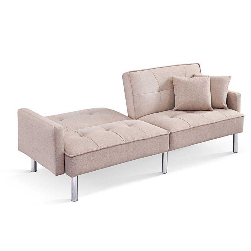 Canapé-lit rembourré 84,6 po Lebreton, Tissu beige