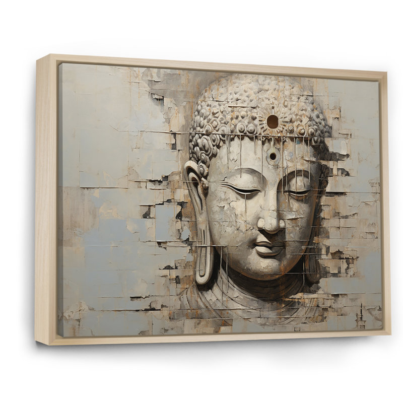Simple Bouddhism Statue IV - Buddhism, reproduction d'art sur toile, Cadre naturel flottant, H 30 po x l 40 po x P 1,5 po