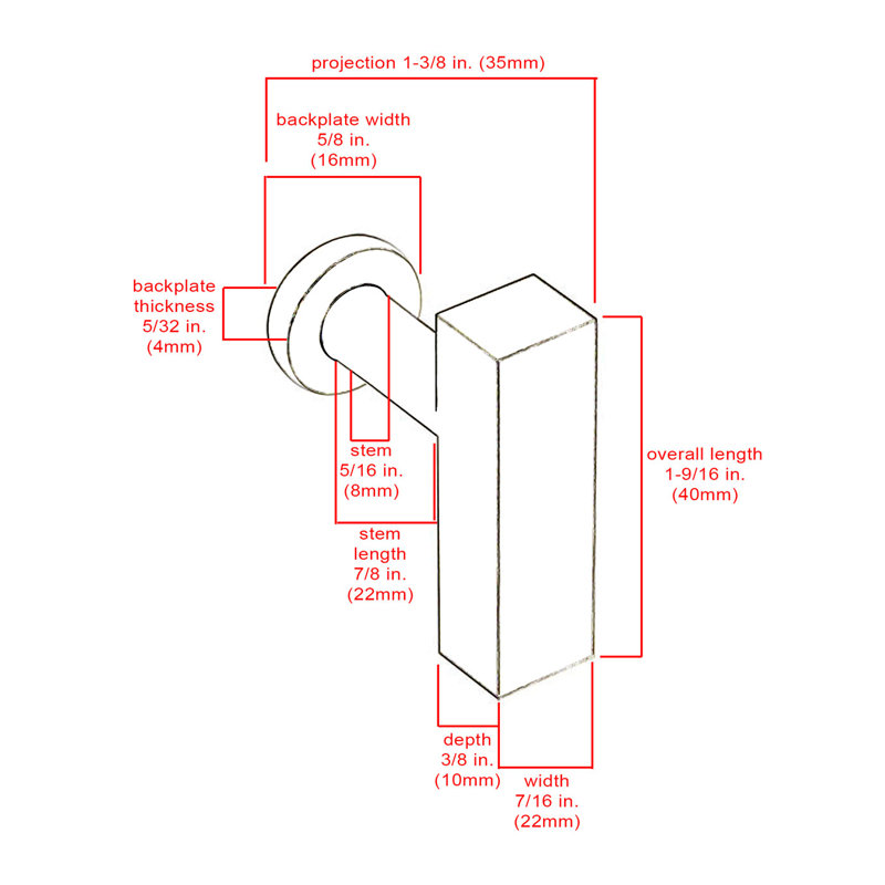Linear 1 9/16" Length Bar Knob, Brushed Nickel