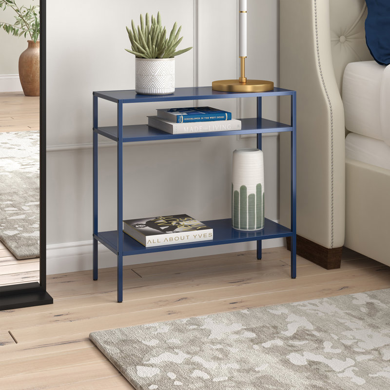 Table de bout à niveau avec rangement, Bleu Mykonos