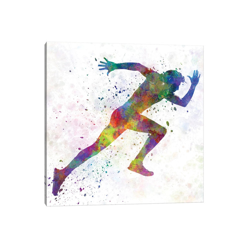 Man Running Sprinting Jogging I by Paul Rommer - Painting on Canvas, Wrapped Canvas, 93.98 cm H x 93.98 cm W x 1.91 cm D