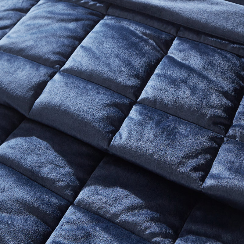 Kingsley Matt Velvet Quilted Bedspread, Navy