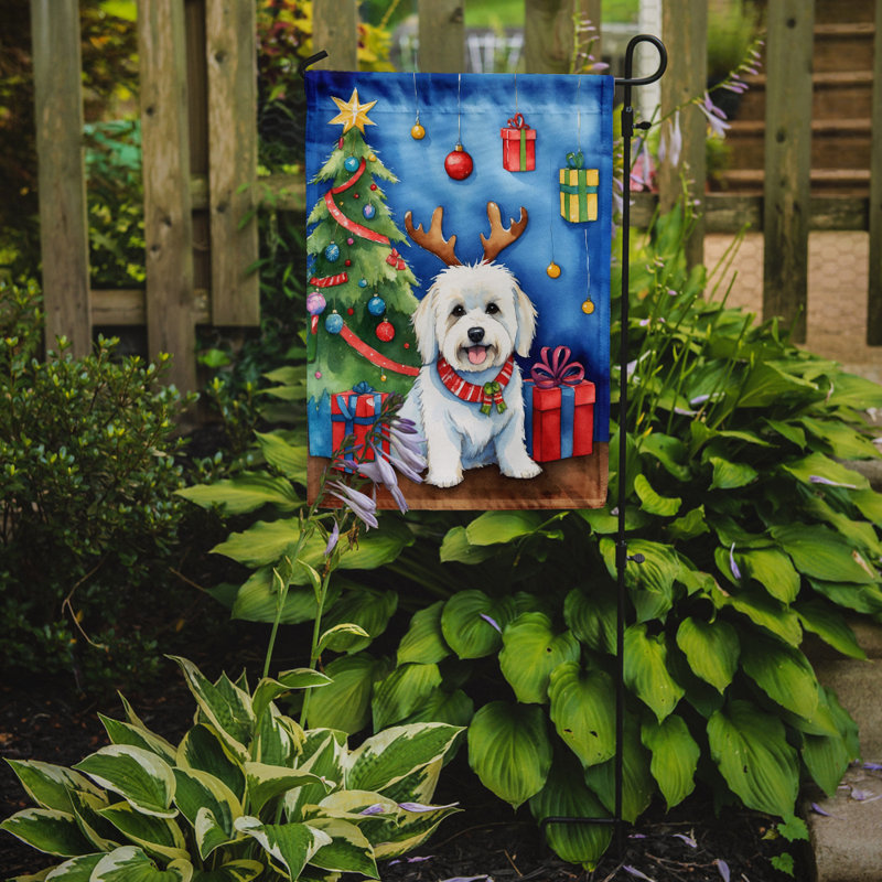 Drapeau de Noël renne de jardin, Coton de Tuléar