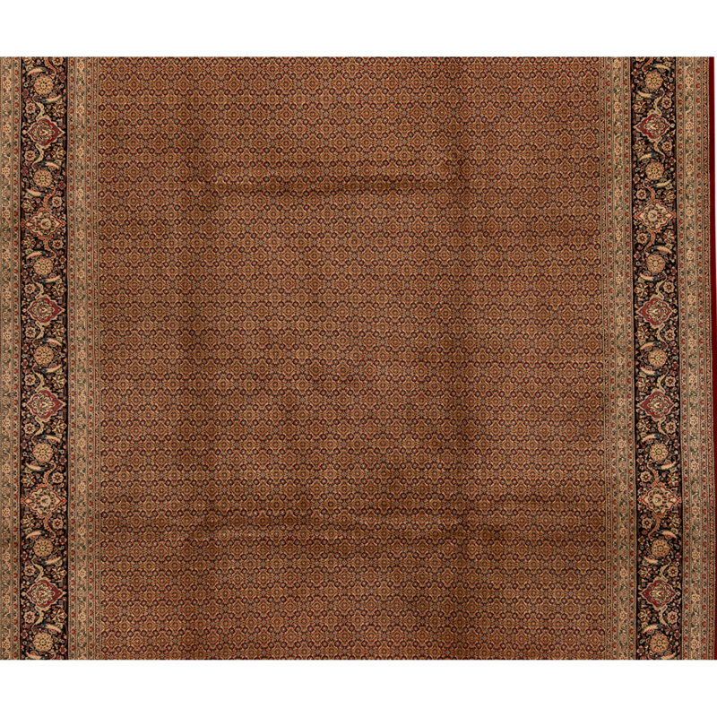 Hand Knotted Wool Oriental Area Rug in Rust And Navy
