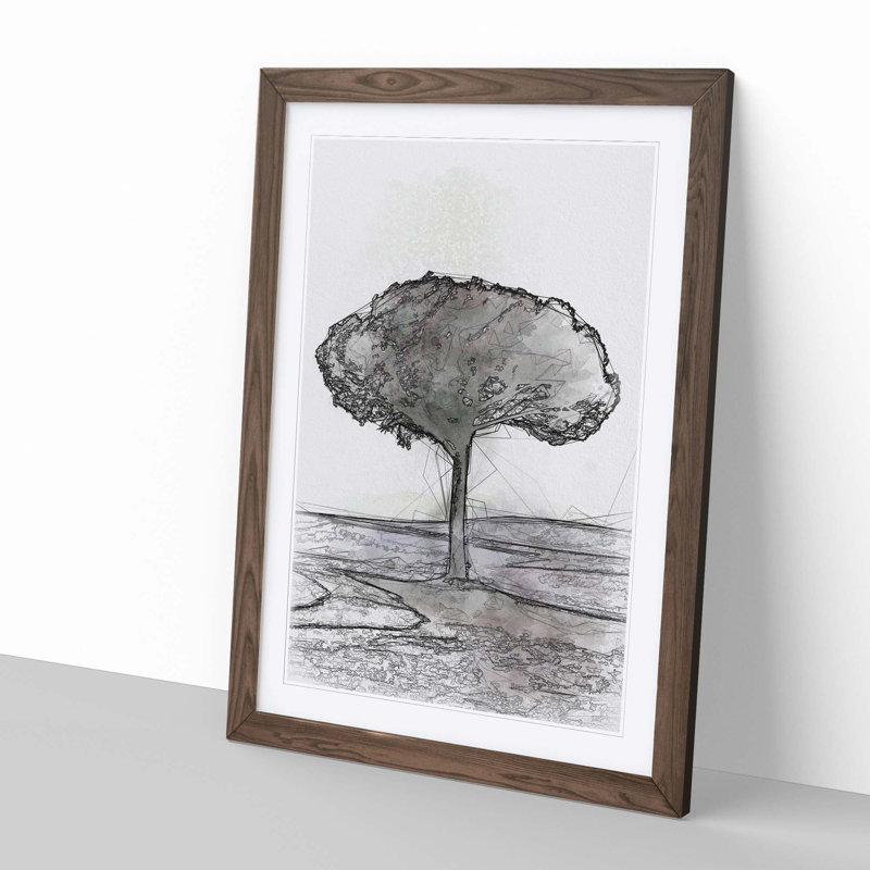 Tree in Tuscany Italy in Abstract - Framed Print, Walnut, 50cm H x 35cm W x 2cm D