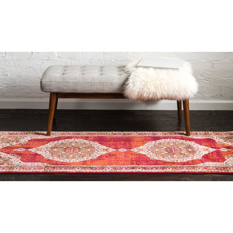 Tapis oriental Folmar, Tapis de couloir 2 pi 2 po x 6 pi 1 po, Rouge