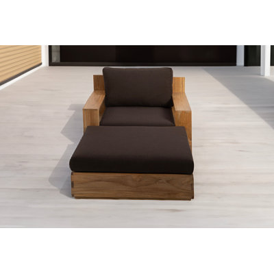 Pacific Outdoor 2 - Piece Teak Conversation Set with Sunbrella Cushions
