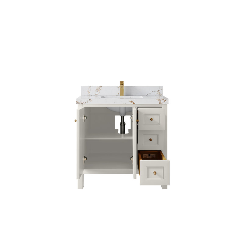 Nashville X P 22 po Meuble-lavabo central en albâtre, Albâtre , Doré Viola