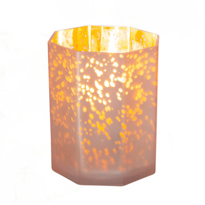 5.1X5.1X5.9" Pink Frosted Mercury Glass Octagonal Candle Holder,4 Pack