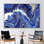Affiche abstraite d'art mural en marbre bleu marine et doré pour décoration intérieure moderne
