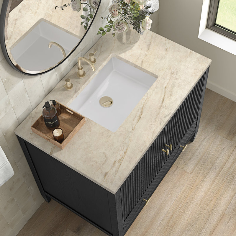 Myrrin 36'' W Single Vanity, Carbon Oak, Tajnar Eclos, 8" Widespread