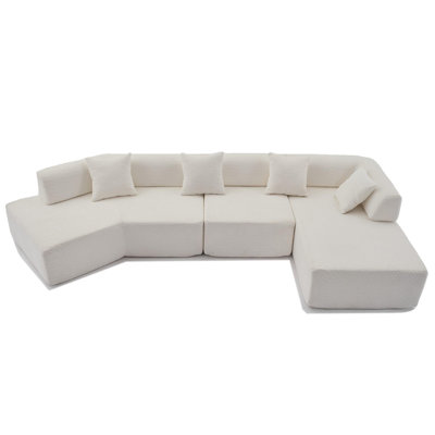 4 Seater Modular Boucle Sofa with Right Handed Loveseat