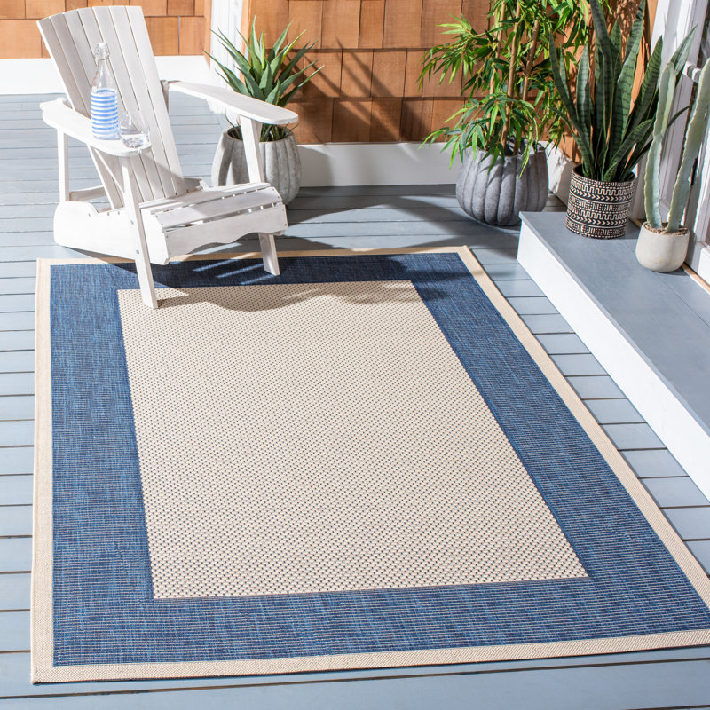 Tirrelle Beige/Navy Indoor/Outdoor Area Rug, Runner 2'3" x 8'