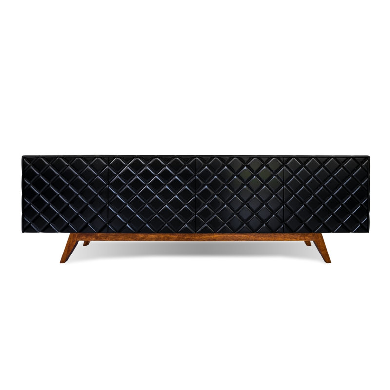 Buffet en bois massif 81 po, Noir mat