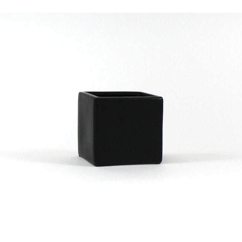 Vase de table carré en céramique cube, Noir, H 5 po x l 5,5 po x P 5,5 po