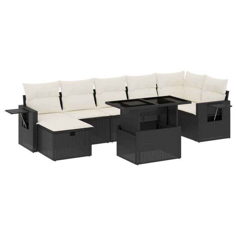 Ensemble de canapé de jardin Vidaxl noir, blanc crème
