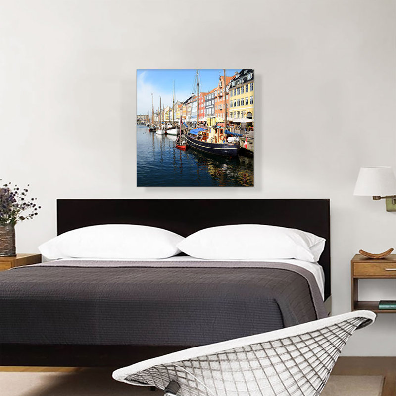 «Copenhagen Danemark Nyhavn District Docks», reproduction de photo sur toile tendue, H 26 po x l 26 po x P 0,75 po